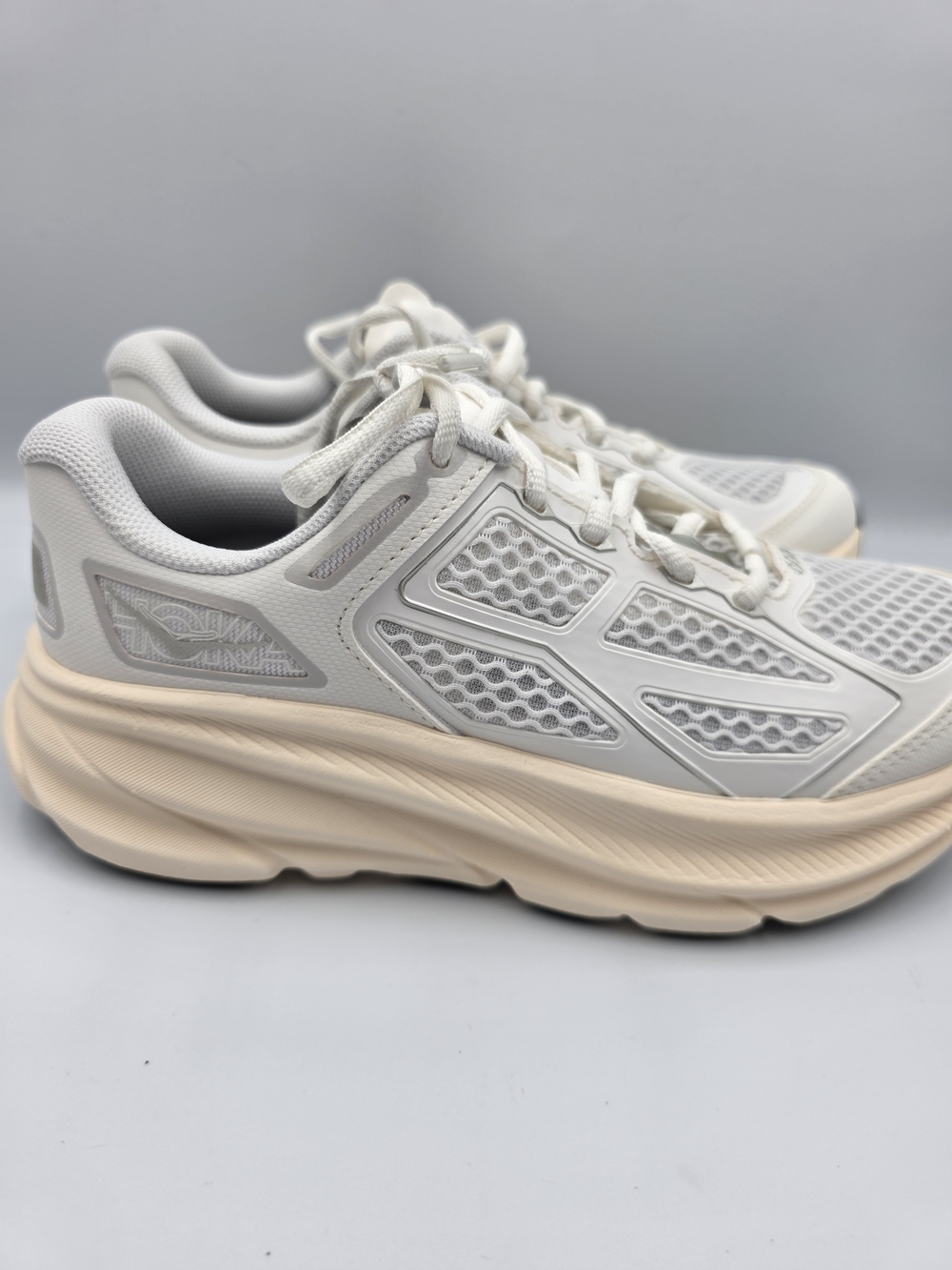 Hoka Clifton One 9 Sneakers - Light Gray with Cream Sole - Picture 4 of 6